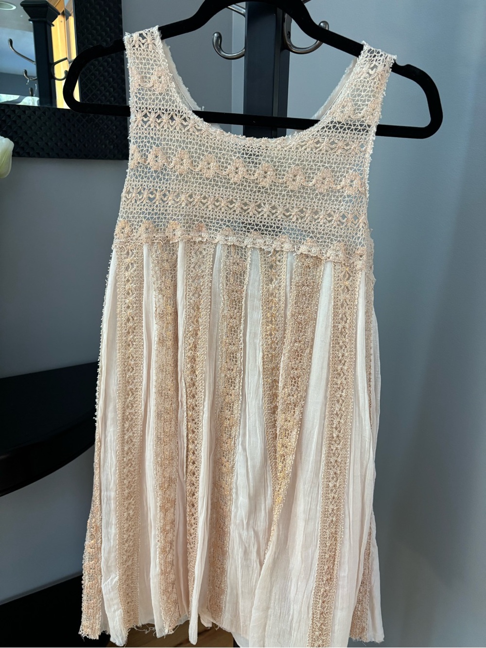 Free People Cream and Beige Crochet Mini Dress